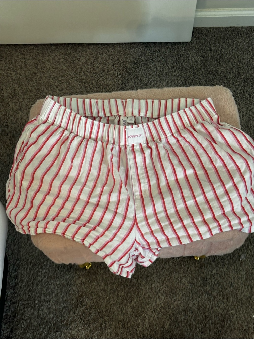 Joyspun White and Red Stripe Women's Lounge Shorts